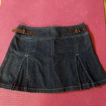 다크 데님 미니 스커트 프론트 버튼