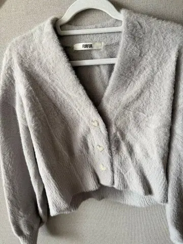FURFUR 하트 비쥬 버튼 가디건 그레이