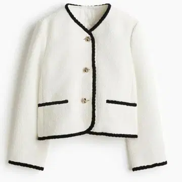 H&M 미사용 새상품 부클레 자켓 L 화이트/블랙