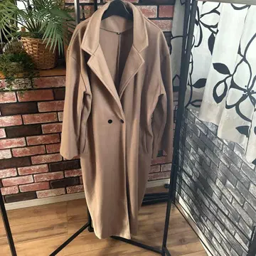 XXL 베이지 더블 브레스트 롱 코트