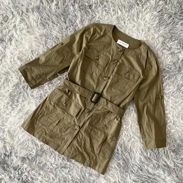 [ TRU TRUSSARDI ] 사파리 자켓 7부 소매 밀리터리 노카라