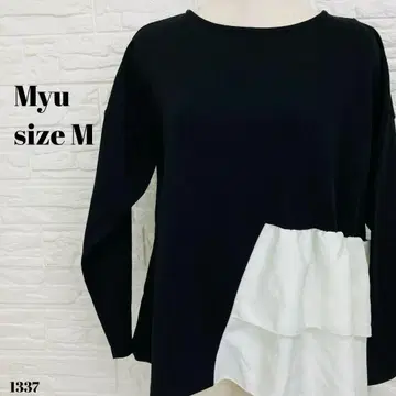 MYU 뮤 티셔츠 비대칭 블랙 화이트 M 1337