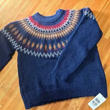 Lady like 네이비 노르딕 무늬 스웨터 M