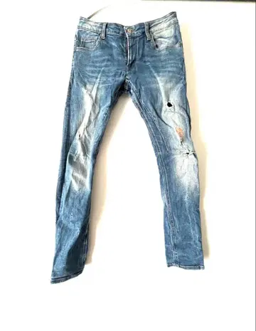 ZARA 데미지 가공 스키니 데님 라이트 블루