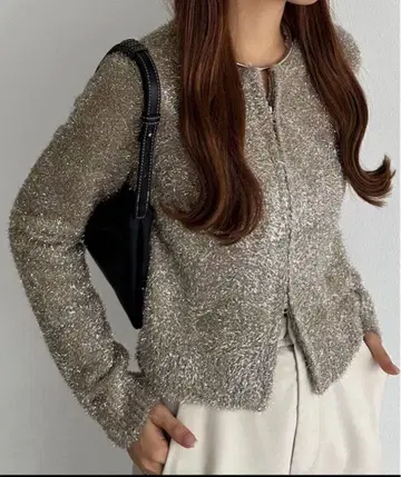 callautia 라메 샤기 더블 지퍼 니트