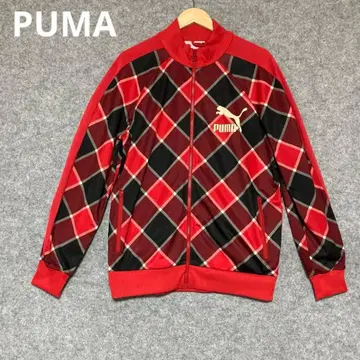 PUMA 체크 무늬 저지 레드/블랙