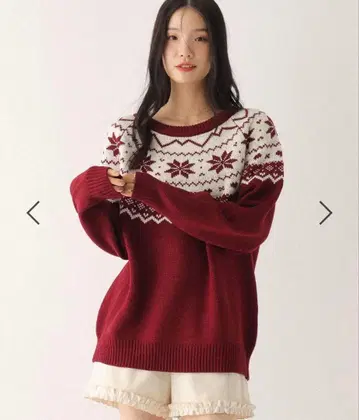 노르딕 튜닉 니트 603665 빨간색