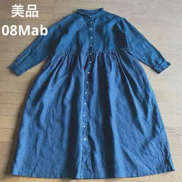 새상품급 08Mab 08맵 린넨 개더 원피스 린넨 100% 다크 네이비