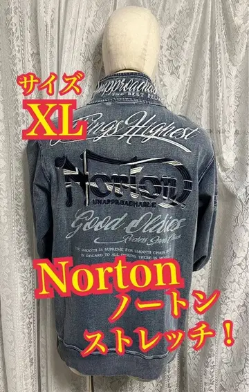 Norton 데님풍 집업 자켓 스트레치 바이커 XL
