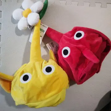 피크민 캐릭터 모자 빨간색 옐로우 컬러 2세트