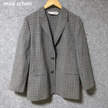 mila schon 그레이 체크 무늬 울 100% 테일러드 자켓