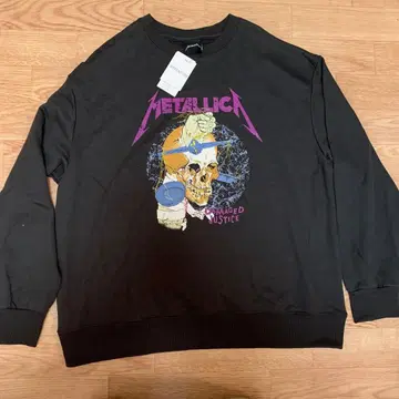 미사용 새상품! METALLICA 밴드 맨투맨 남성용 XL 다크 그레이