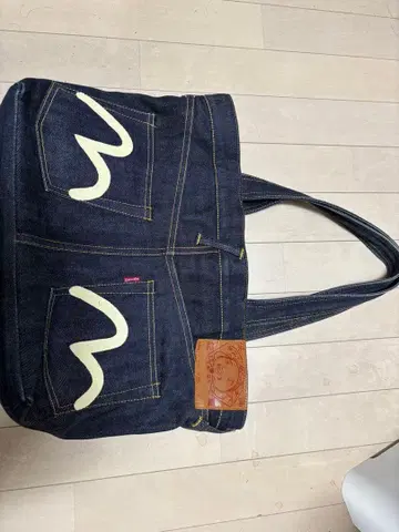 EVISU 다크 데님 토트백