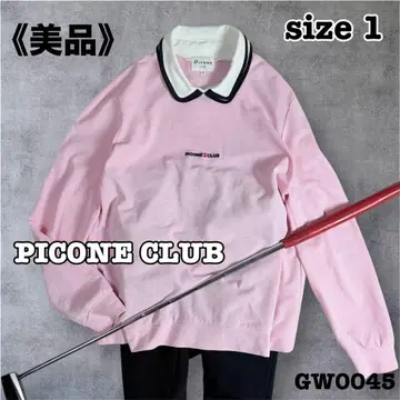 새상품급 PICONE 골프웨어 파이핑 더블 칼라 긴팔 셔츠 M 핑크