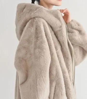 시착만 한 상품 사이드 드로스트 인조 모피 자켓 그레이지