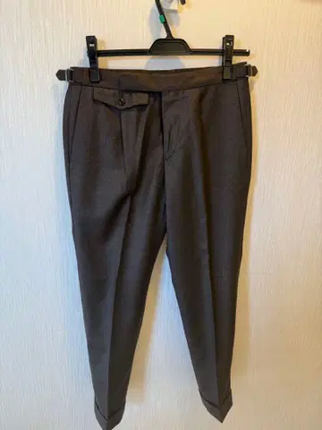 INCOTEX 사이드 조절 울 플란넬 팬츠 턱 44 46