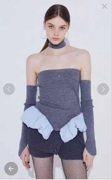 SORIN 패딩 밑단 장갑 & 베어 탑 세트