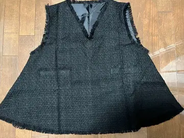 핸드메이드 베스트 블랙 트위드