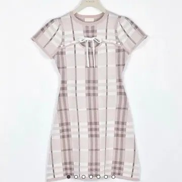 안미르 An MILLE 빅 체크 니트 원피스 핑크