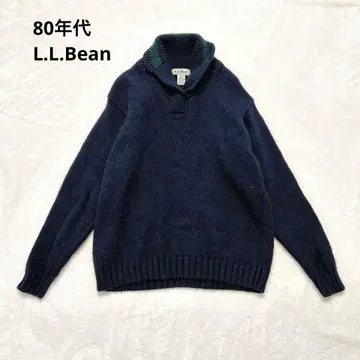 80s L.L.Bean 카라 부착 울 니트 여성용 M 빈티지 홍콩 제조