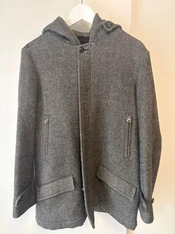 임팩티스 리 그레이 울 후드 부착 코트