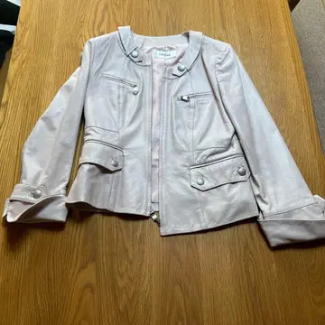 PINORE 옅은 핑크 가죽 숏 자켓