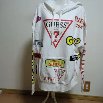 GUESS 화이트 후드 부착 후드티 M 사이즈