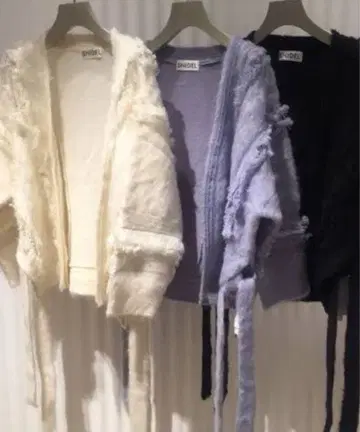 새상품! SNIDEL 퍼 라이크 레이스 니트 가디건