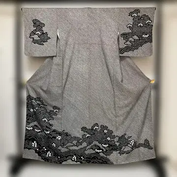 No.2868 순수 실크 블랙 총시보리 송죽매 호몬기 새상품급