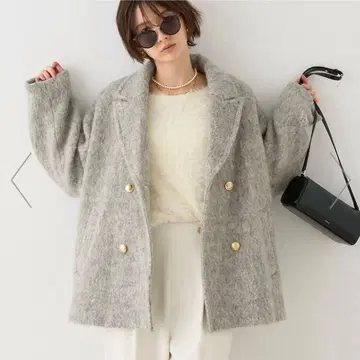 새상품 라메 샤기 슬라이버 P 코트/피 코트