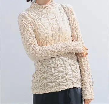 Ray BEAMS 벨로아 셔링 하이넥 풀오버