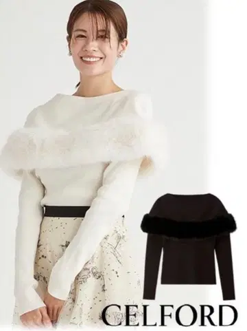 CELFORD 셀포드 퍼 케이프 롱 슬리브 니트