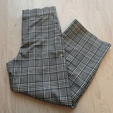 쿠미쿄쿠 울 혼방 그레이 계열 체크 와이드 팬츠 사이즈 2