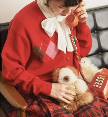 CHILD WOMAN 아가일 V넥 가디건