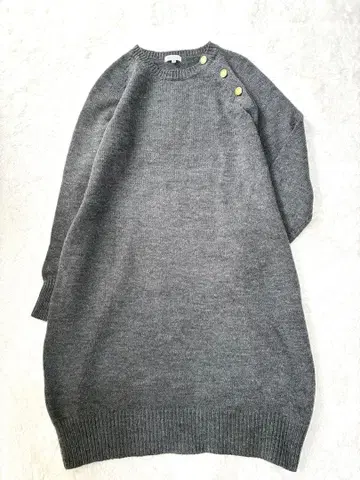 매킨토시 철학 롱 기장 니트 골드 버튼 그레이 38