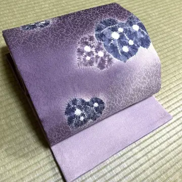 순수 실크 후쿠로 오비 [ 은사 잎 무늬 ]