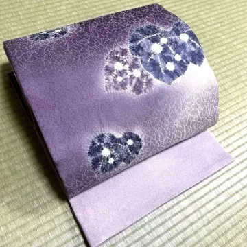 순수 실크 후쿠로 오비 [ 은사 잎 무늬 ]