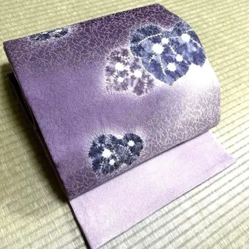 순수 실크 후쿠로 오비 [ 은사 잎 무늬 ]