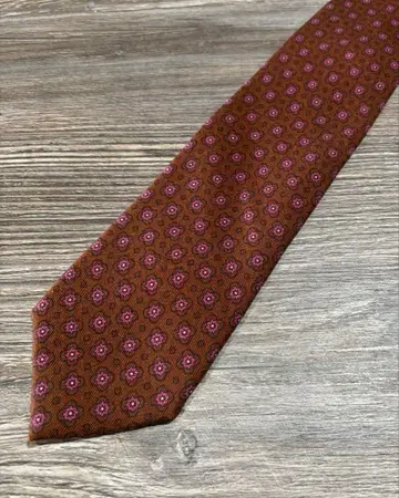 UNITED ARROWS 브라운 플라워 무늬 넥타이