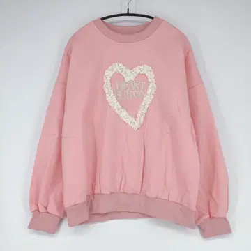 밀란 패션 핑크 하트 자수 맨투맨 풀오버