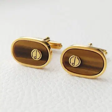 [ 새상품급 ] dunhill 던힐 커프스 브라운 골드 컬러