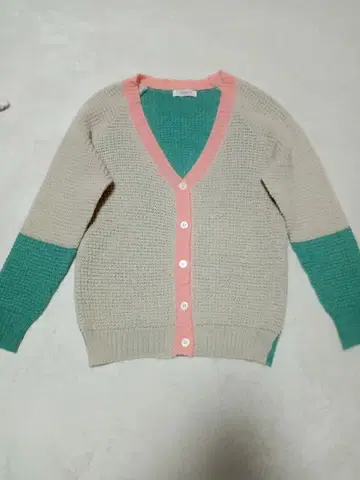 푸두두 POUDOUDOU 니트 가디건 베이지 그린 핑크