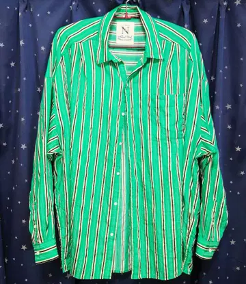 RNA-N 아르엔에이엔 스트라이프 롱 셔츠 그린