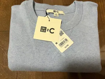 유니클로 스무스 코튼 크루넥 스웨터 블루 M