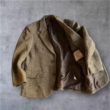 해리스 트위드 두꺼운 원단 헤링본 트위드 테일러드 자켓 호두 단추