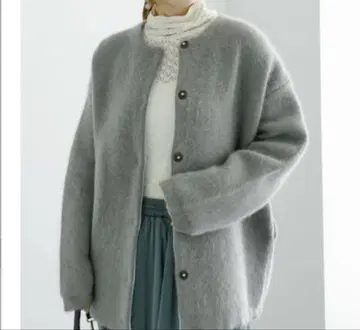 노카라 자켓 그레이 니트