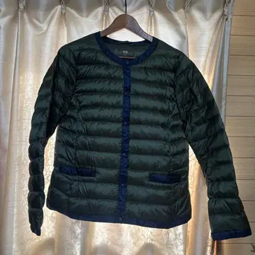 유니클로 바이컬러 컴팩트 다운 자켓 xxl 다크 그린