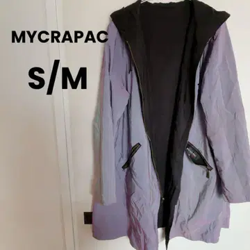 MYCRAPAC 후드 부착 롱 코트 퍼플 리버서블 블랙