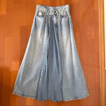 데님 플레어 스커트 라이트 블루