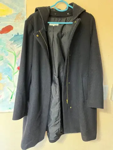 GLOBAL WORK 후드 부착 롱 코트 L 사이즈 네이비